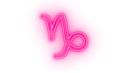 Capricorn zodiac symbol illustration with a bright pink shape and abstract dark background isolated on transparent background