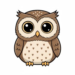 Adorable cartoon owl with big, expressive eyes looking forward