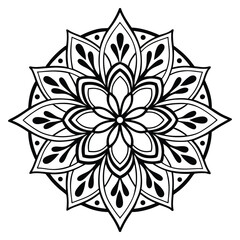 Intricate monochrome circular pattern, a serene visual for mindfulness and artistic expression