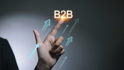 B2B Growth Strategy with Upward Arrows, Business Sales Concept