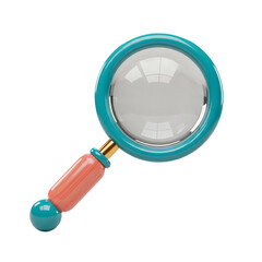magnifying glass 3d unique stylish playful icon isolated on transparent background png for search and analysis design