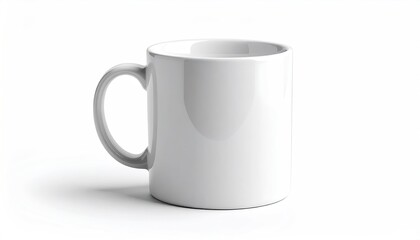 Obraz premium Isolated white ceramic mug on a bright white background, shadow below