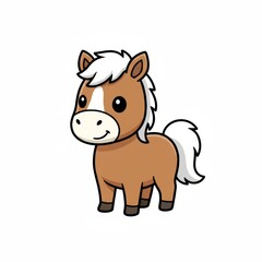 Adorable pony cartoon character standing sweetly on white background