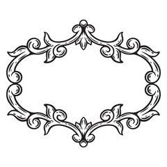tattoo and t-shirt design black and white hand drawn frame border with ribbon engraving ornament premium vector