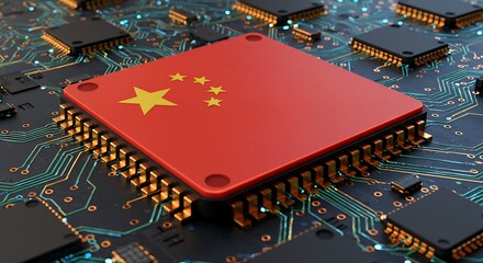 Central processor unit with china flag technology and electronic components