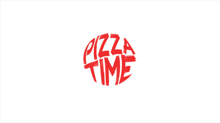 Vector illustration of bold red circular lettering with dynamic brush style. Suitable for restaurant branding, pizza shop, menu design, graphics, signage, and promotional design projects