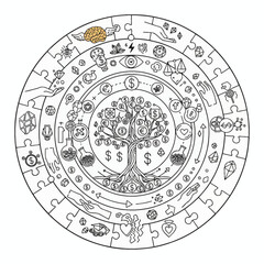 Bold Line Prosperity Art Never-before-seen decorative Wealth & Success element. A scalable, high-quality vector with clean minimalist style for striking commercial use.