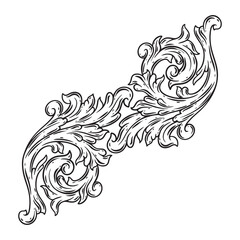 illustration art balck and white hand drawn engraving frame ornament design	
