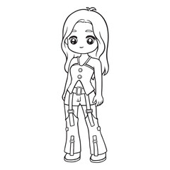 illustration art hand drawn fashionable girl sticker character design