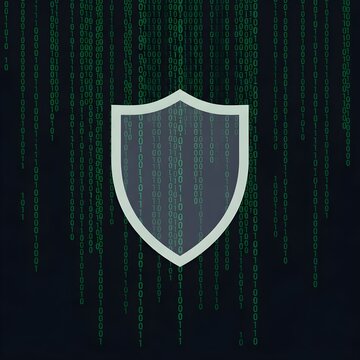 Flat Minimalist Shield with Binary Code Background Illustration