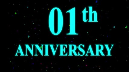 Happy 01th Anniversary Celebration on Transparent Background, Alpha Channel. Great for greetings, celebrations, events, and gifts.