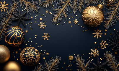 Christmas and New Year background with festive decorations, snowflakes, and holiday-themed elements. Ideal for greeting cards, invitations, and seasonal designs.