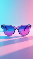 Stylish Sunglasses with Pink and Blue Gradient Lighting