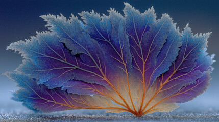 Colorful Frosty Leaf with Intricate Patterns
