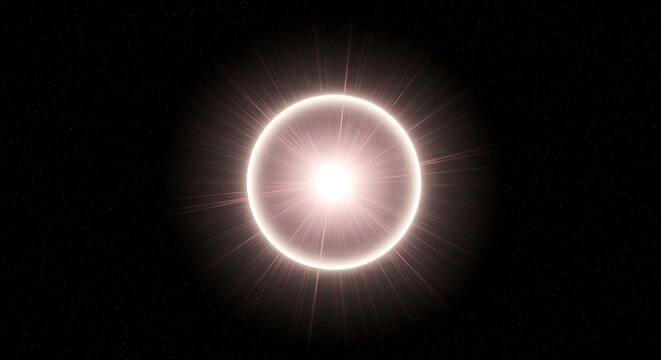 Glowing orb with light rays on black background ideal for design and concepts - Powered by Adobe