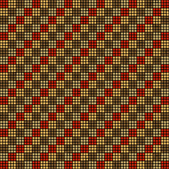 squares from hand drawn pixels. vector seamless pattern. diagonal lines. brown and maroon repetitive background. modern decorative art. geometric fabric swatch. textile design template