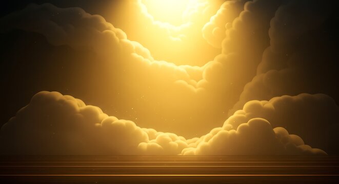 Glowing sky with fluffy clouds abstract conceptual background