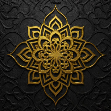 3D Metallic golden and black crafted taxture.