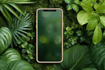 Close-up of a smartphone and coffee mug on a knitted blanket next to a green plant in a soft warm inviting setting