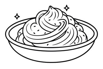 Fun and Playful Spaghetti Bowl line art with Sesame and Basil Topping