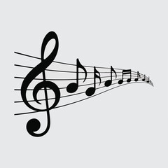 Rhythmic Melody Wave: Notes from the treble clef mixed with air
