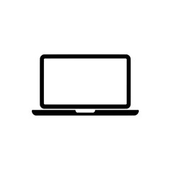 Modern open laptop with a blank screen displaying a clean white background isolated on white background isolated on transparent background