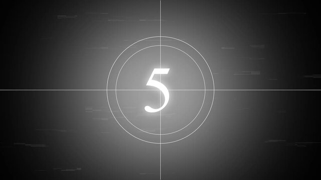 10 seconds countdown timer animation, countdown movie from 10 to 0 number old film timer count in grey retro style vintage video timer. 