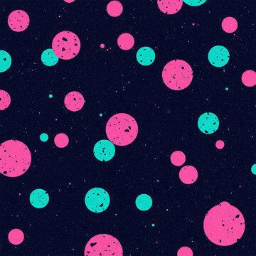 Pink and green circle or dots on violet background.