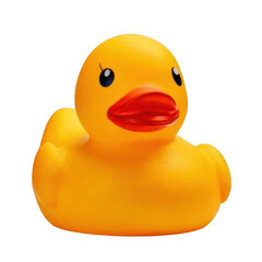 a yellow rubber ducky isolated on white and transparent background.