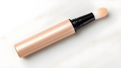 Glowing Cream Highlighter Wand Mockup – Blank Cosmetic Tube with Brush Tip Applicator – Realistic Illuminator Packaging for Makeup Branding, Product Design, and Beauty Showcase