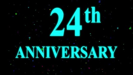 Happy 24th Anniversary Celebration on Transparent Background, Alpha Channel. Great for greetings, celebrations, events, and gifts.
