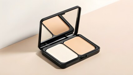 Pressed Powder Duo Compact Mockup – Blank Cosmetic Case with Two Shades and Built-In Mirror – Realistic Beauty Packaging for Makeup Branding, Product Showcase, and Professional Design