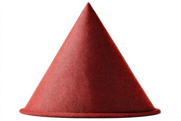 Red conical party hat against a plain white background creates a vibrant and festive atmosphere with its unique shape and texture