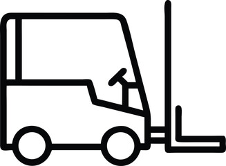Heavy Stroke Warehouse Forklift Flat Vector Icon for Logistics, Industrial Storage, and Modern Business Design, Isolated on White Background.

