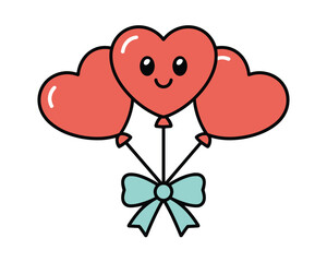 Cute heart balloons isolated on white background