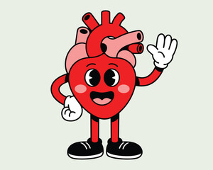 Cartoon heart character waving hello