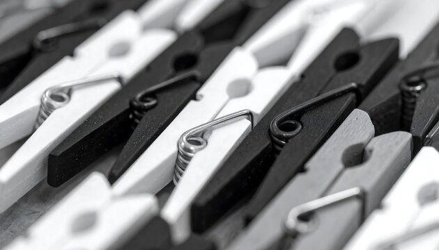 Close-up of many colorful clothes pegs