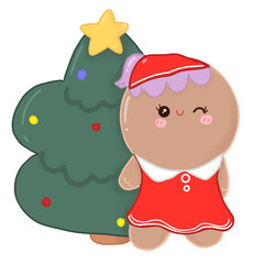 Cute Gingerbread Christmas PNG.