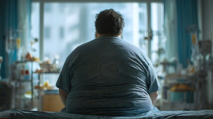 Person Sitting on Bed in Hospital Looking Out Window with a Pensive Mood