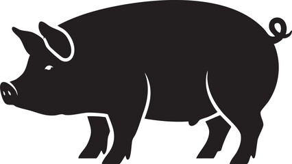 Pig vector illustration, cartoon pig design, farm animal artwork