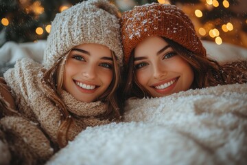 women in winter clothing smiling at the camera.