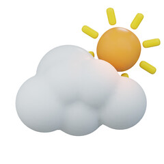 Cartoon Rendering of a Cloud and Sun Weather Illustration with Transparent Background