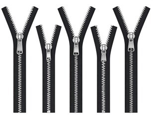 Set of black zippers