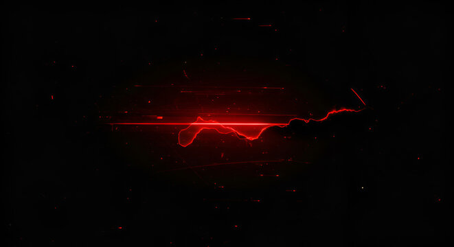 Abstract glowing red lightning effect on a dark background with particles