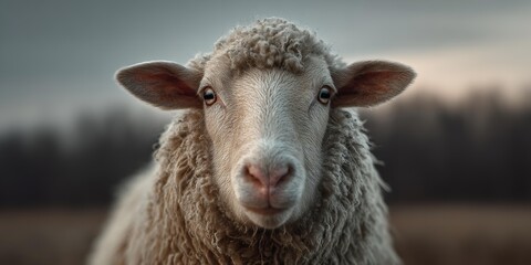 A sheep is standing in a field of tall grass.
