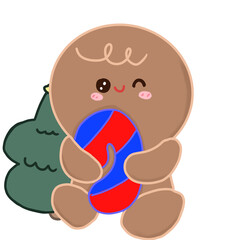 Cute Gingerbread Christmas PNG.