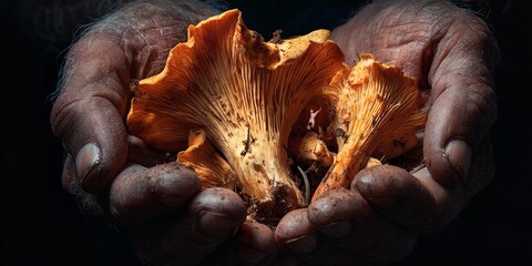 Bright orange chanterelle mushrooms.