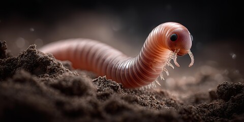 A large red and black caterpillar or worm