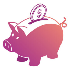 Piggy bank with a coin being inserted into the slot on top, symbolizing savings and financial planning