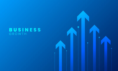 Growth arrows going upwards showing success and business growth technology background